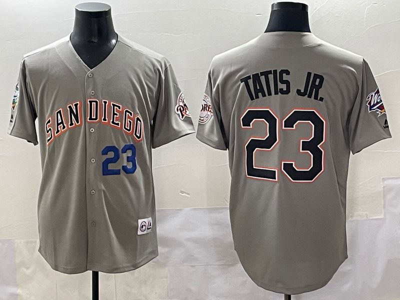 Men 2025 San Diego Padres #23 Tatis jr Grey Throwback Game Nike MLB Jersey style 2->san diego padres->MLB Jersey